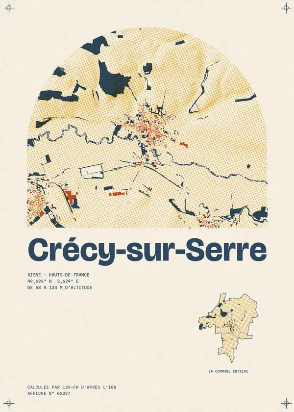 Affiche de Crécy-sur-Serre, calculée par 123-fr d'après l'IGN