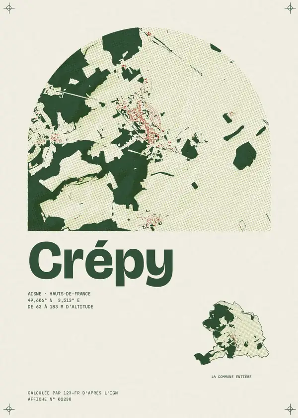 Affiche de Crépy, calculée par 123-fr d'après l'IGN