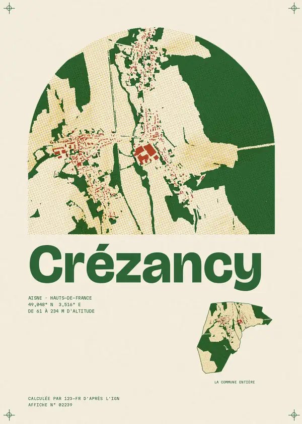 Affiche de Crézancy, calculée par 123-fr d'après l'IGN