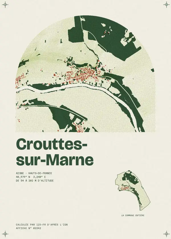 Affiche de Crouttes-sur-Marne, calculée par 123-fr d'après l'IGN