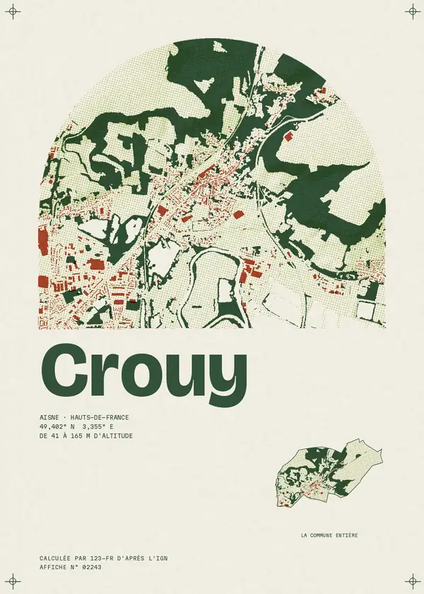 Affiche de Crouy, calculée par 123-fr d'après l'IGN