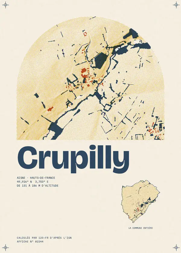 Affiche de Crupilly, calculée par 123-fr d'après l'IGN