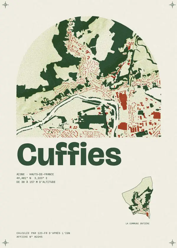 Affiche de Cuffies, calculée par 123-fr d'après l'IGN