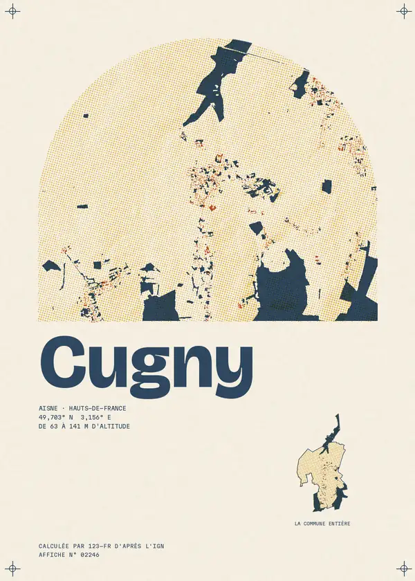 Affiche de Cugny, calculée par 123-fr d'après l'IGN