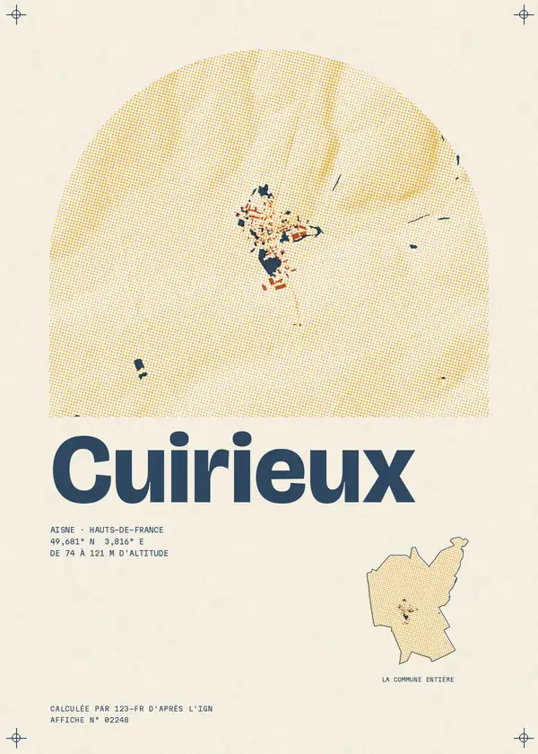 Affiche de Cuirieux, calculée par 123-fr d'après l'IGN