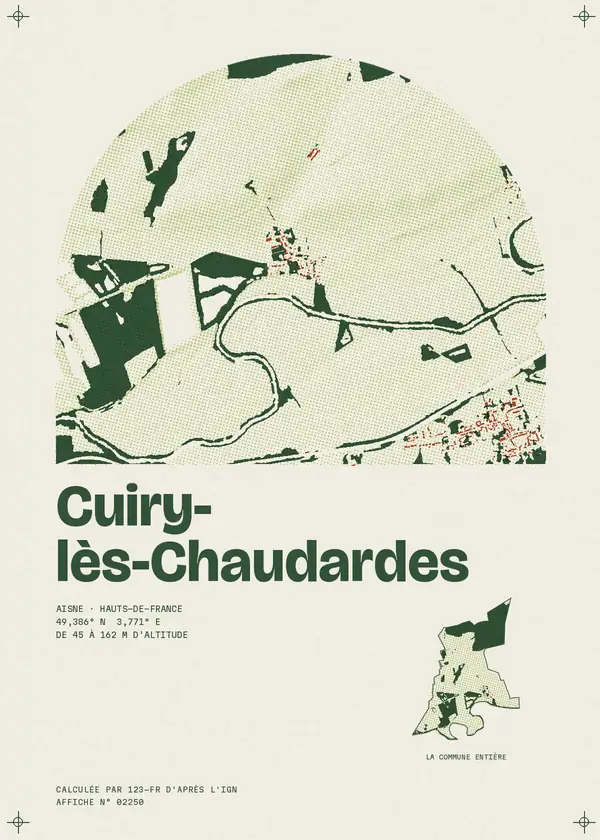 Affiche de Cuiry-lès-Chaudardes, calculée par 123-fr d'après l'IGN