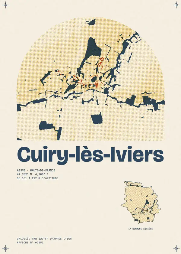 Affiche de Cuiry-lès-Iviers, calculée par 123-fr d'après l'IGN
