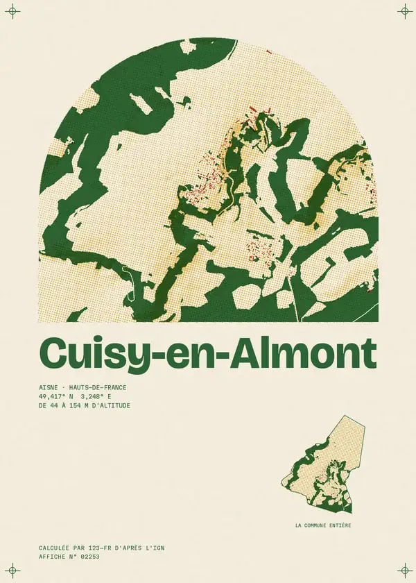 Affiche de Cuisy-en-Almont, calculée par 123-fr d'après l'IGN