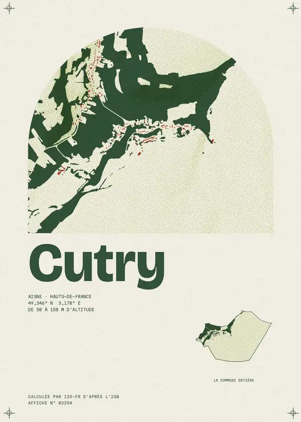 Affiche de Cutry, calculée par 123-fr d'après l'IGN
