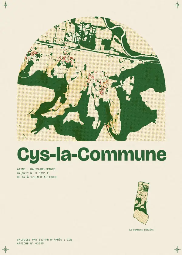 Affiche de Cys-la-Commune, calculée par 123-fr d'après l'IGN