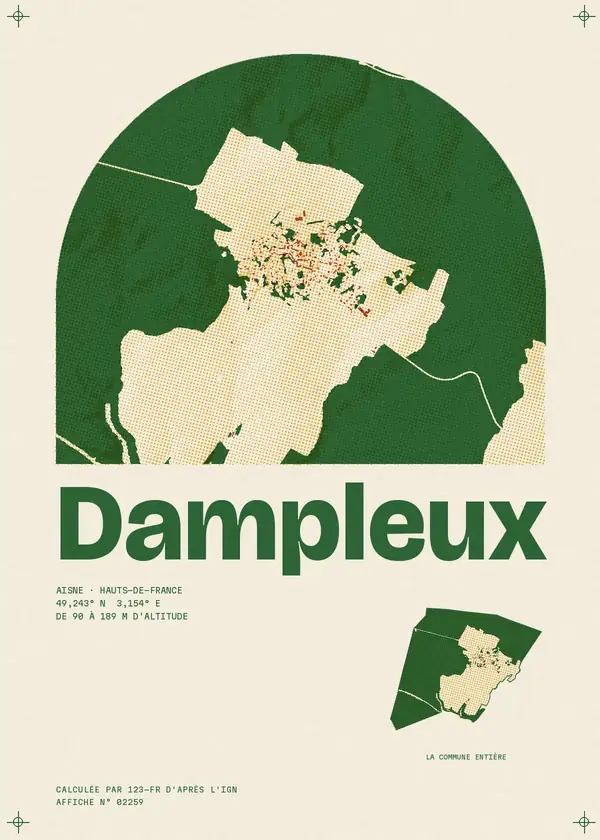 Affiche de Dampleux, calculée par 123-fr d'après l'IGN