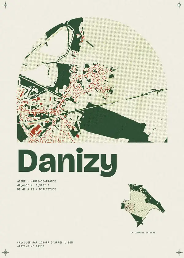 Affiche de Danizy, calculée par 123-fr d'après l'IGN