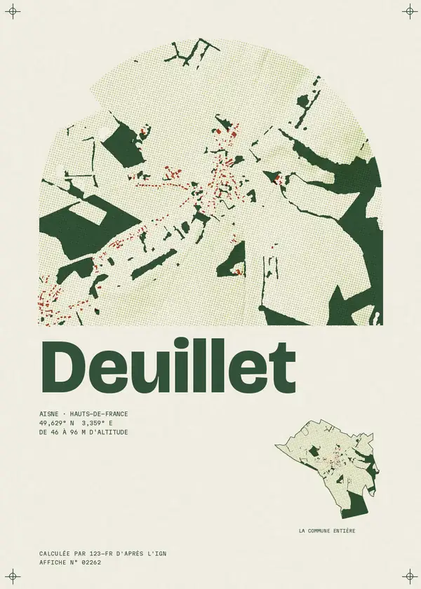 Affiche de Deuillet, calculée par 123-fr d'après l'IGN