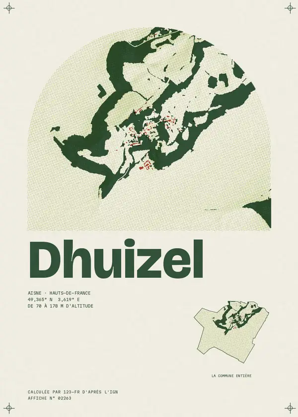 Affiche de Dhuizel, calculée par 123-fr d'après l'IGN