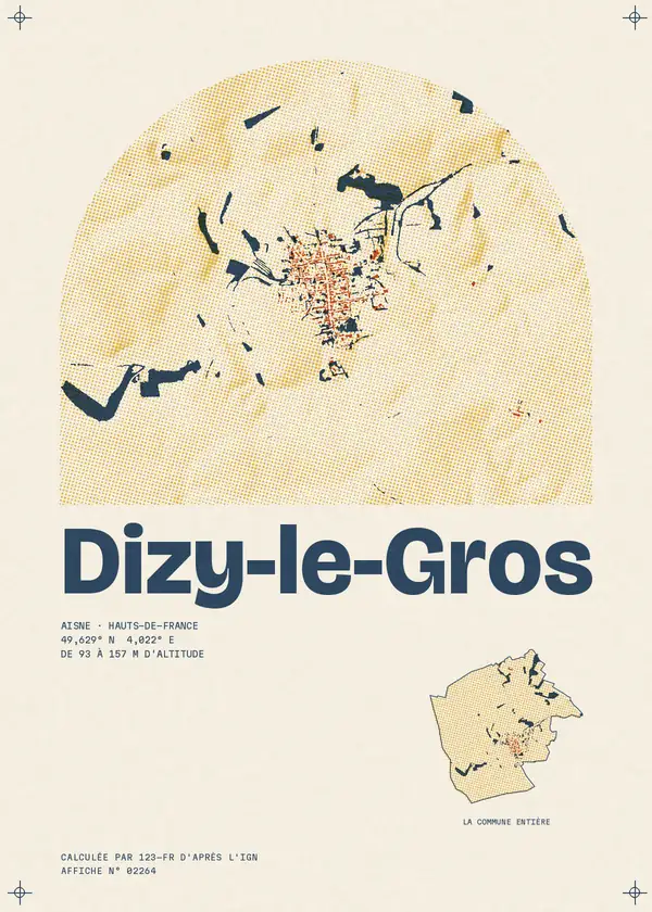 Affiche de Dizy-le-Gros, calculée par 123-fr d'après l'IGN