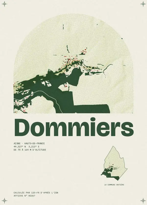Affiche de Dommiers, calculée par 123-fr d'après l'IGN