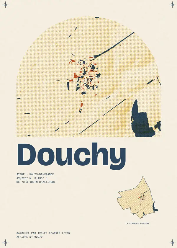 Affiche de Douchy, calculée par 123-fr d'après l'IGN