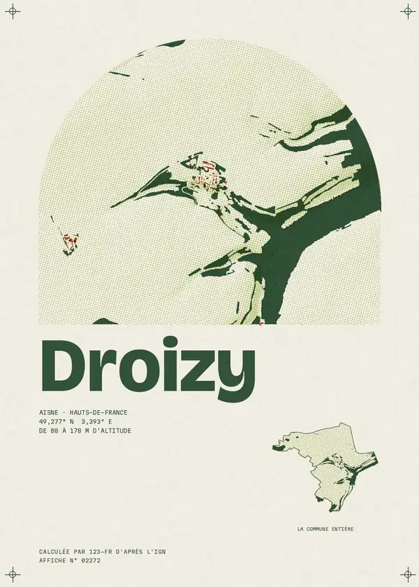Affiche de Droizy, calculée par 123-fr d'après l'IGN
