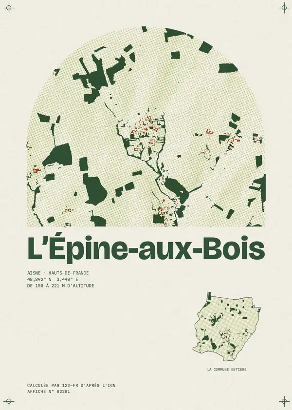 Affiche de L'Épine-aux-Bois, calculée par 123-fr d'après l'IGN