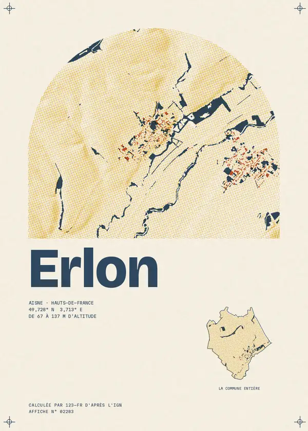 Affiche de Erlon, calculée par 123-fr d'après l'IGN