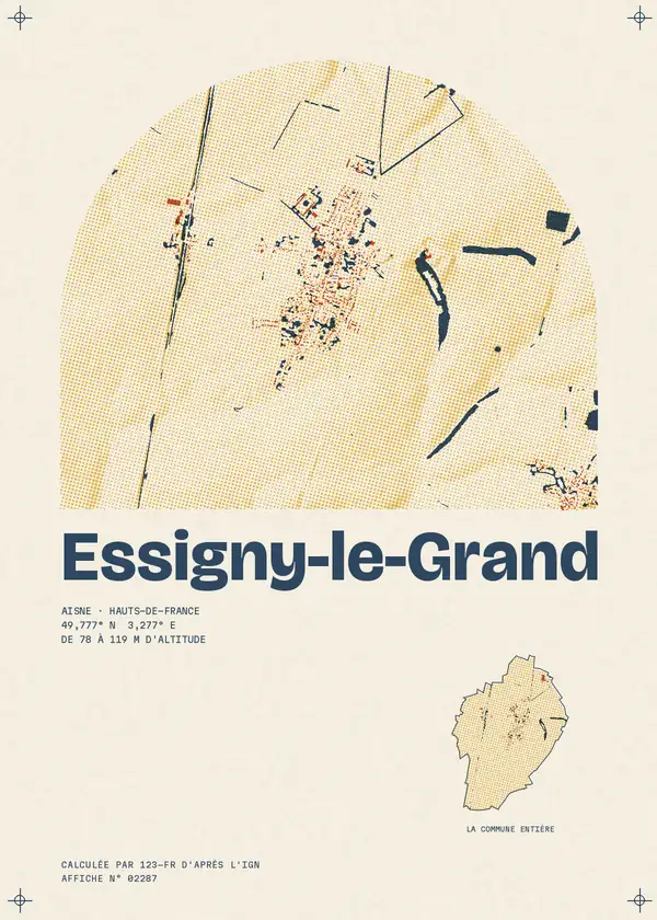 Affiche de Essigny-le-Grand, calculée par 123-fr d'après l'IGN
