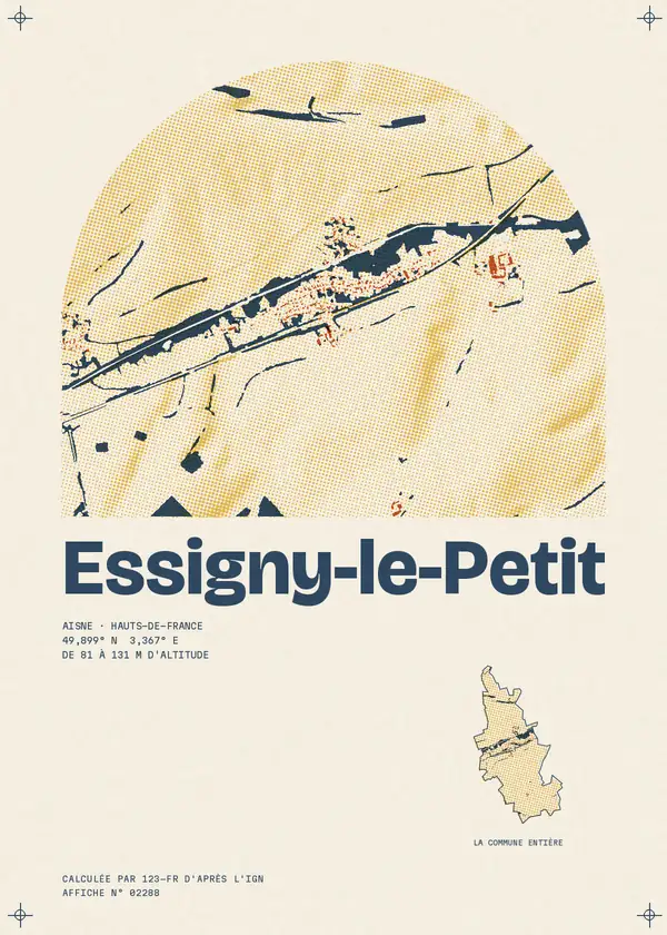 Affiche de Essigny-le-Petit, calculée par 123-fr d'après l'IGN