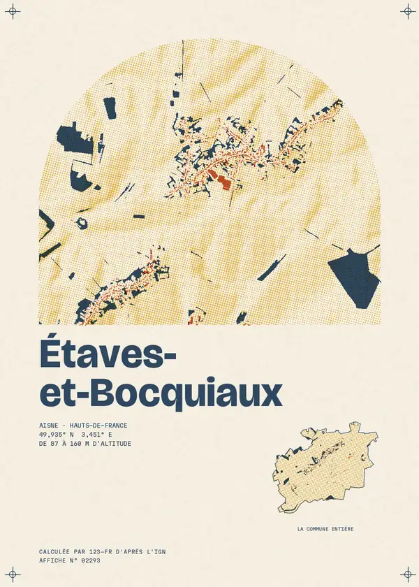 Affiche de Étaves-et-Bocquiaux, calculée par 123-fr d'après l'IGN
