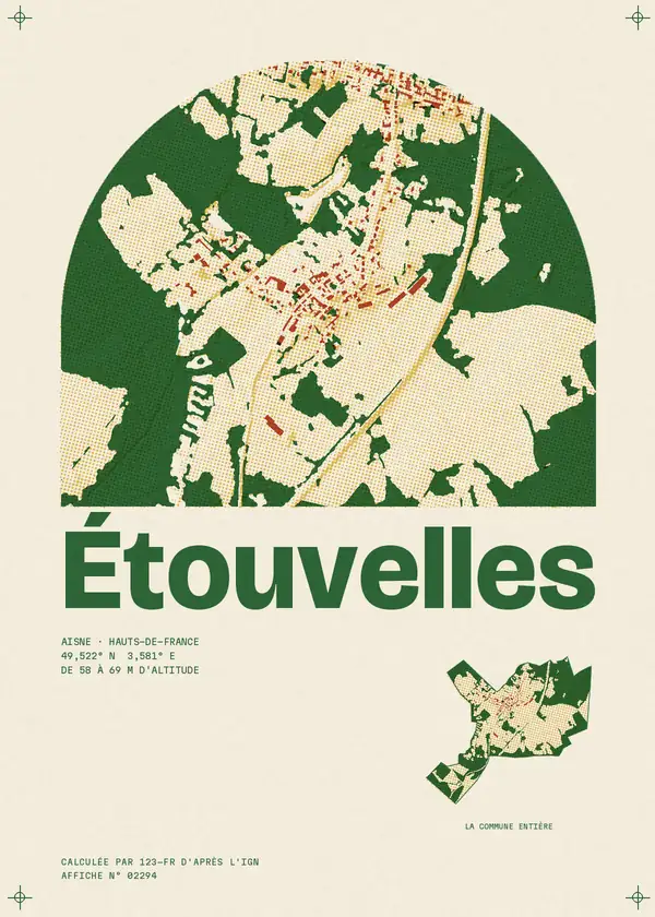 Affiche de Étouvelles, calculée par 123-fr d'après l'IGN