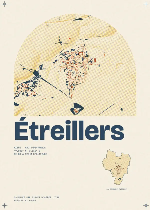 Affiche de Étreillers, calculée par 123-fr d'après l'IGN