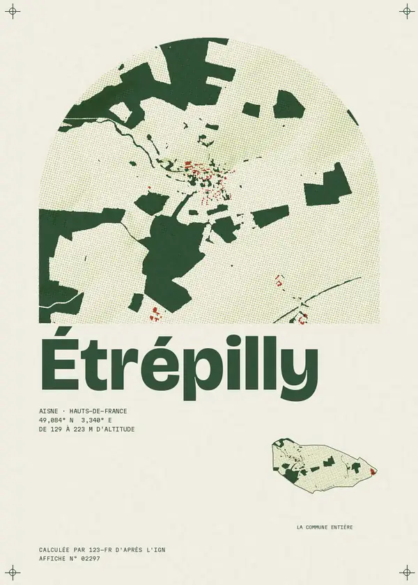 Affiche de Étrépilly, calculée par 123-fr d'après l'IGN