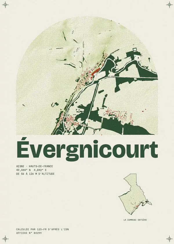 Affiche de Évergnicourt, calculée par 123-fr d'après l'IGN