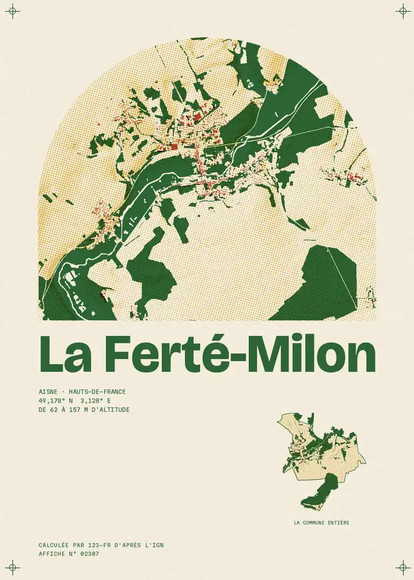 Affiche de La Ferté-Milon, calculée par 123-fr d'après l'IGN