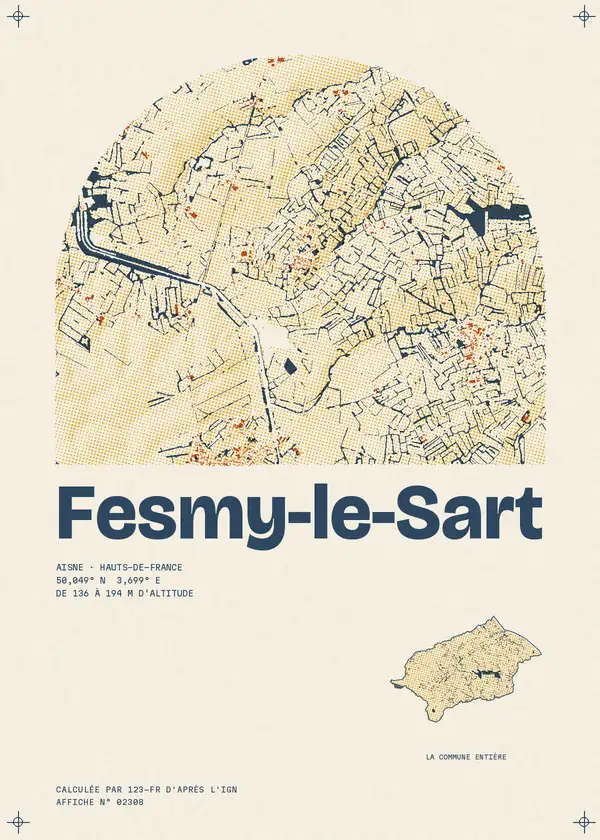 Affiche de Fesmy-le-Sart, calculée par 123-fr d'après l'IGN