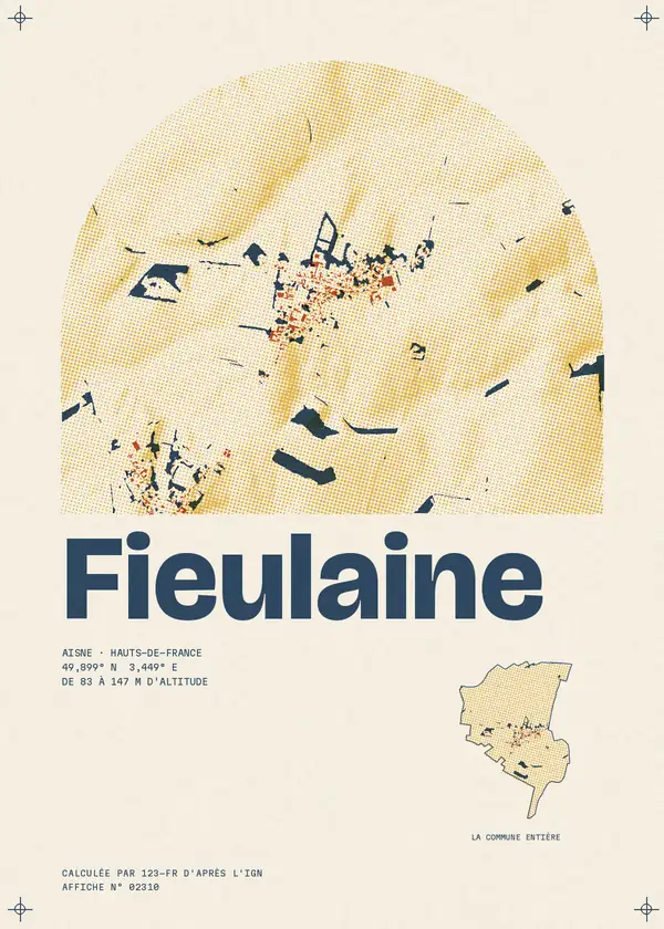 Affiche de Fieulaine, calculée par 123-fr d'après l'IGN