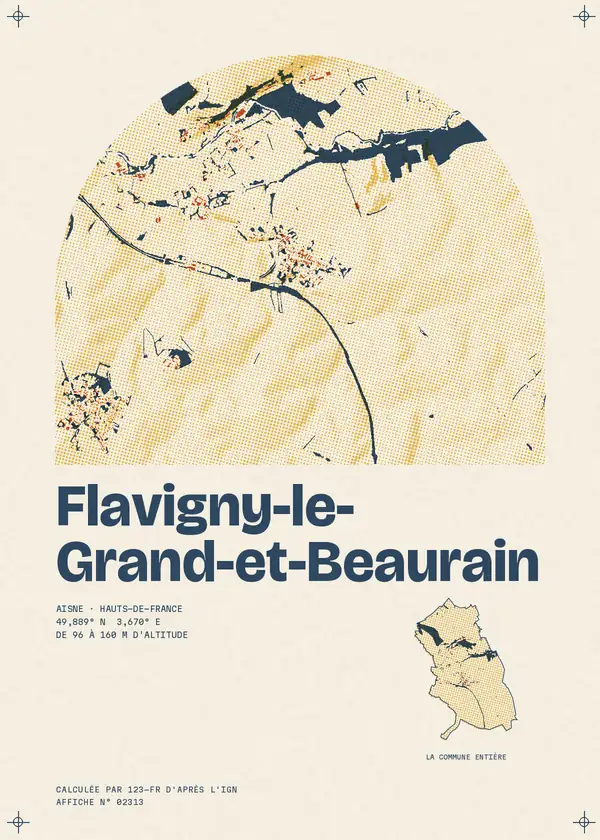 Affiche de Flavigny-le-Grand-et-Beaurain, calculée par 123-fr d'après l'IGN