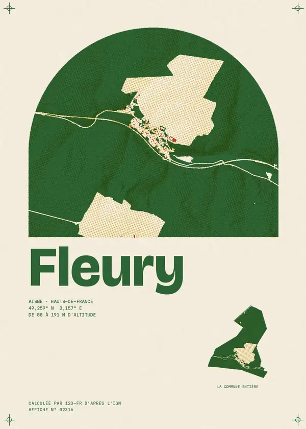 Affiche de Fleury, calculée par 123-fr d'après l'IGN