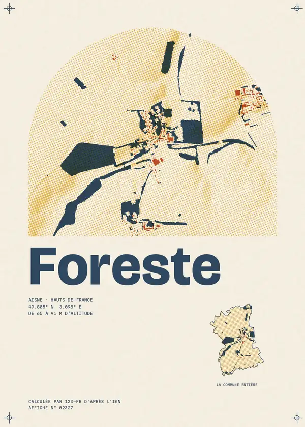 Affiche de Foreste, calculée par 123-fr d'après l'IGN