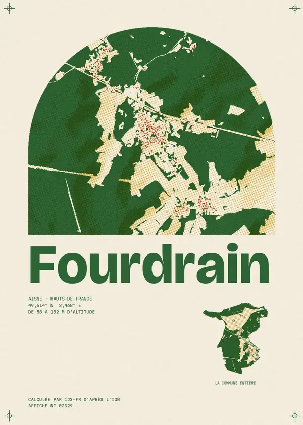 Affiche de Fourdrain, calculée par 123-fr d'après l'IGN