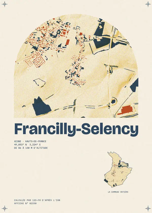 Affiche de Francilly-Selency, calculée par 123-fr d'après l'IGN