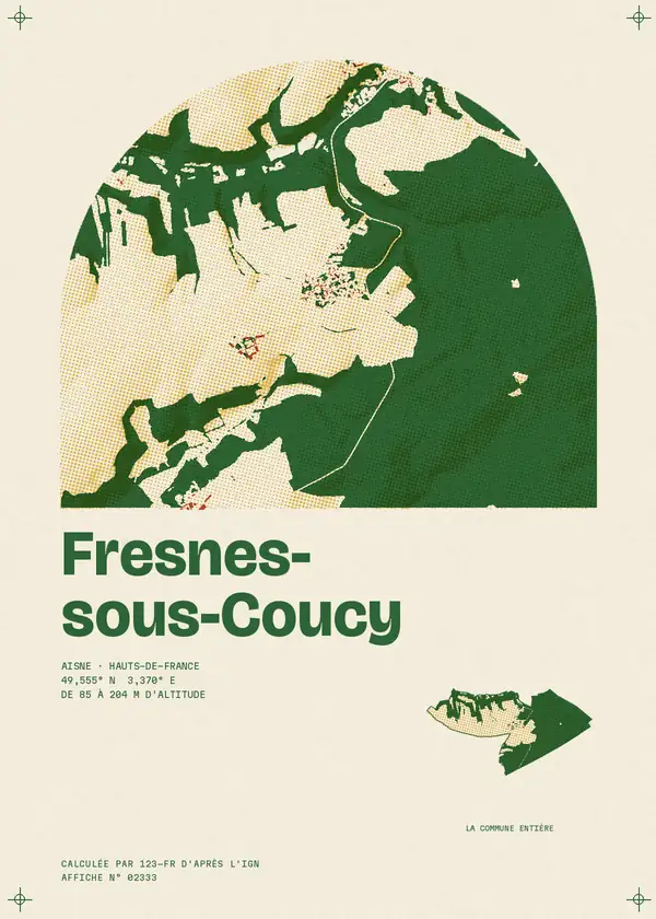 Affiche de Fresnes-sous-Coucy, calculée par 123-fr d'après l'IGN
