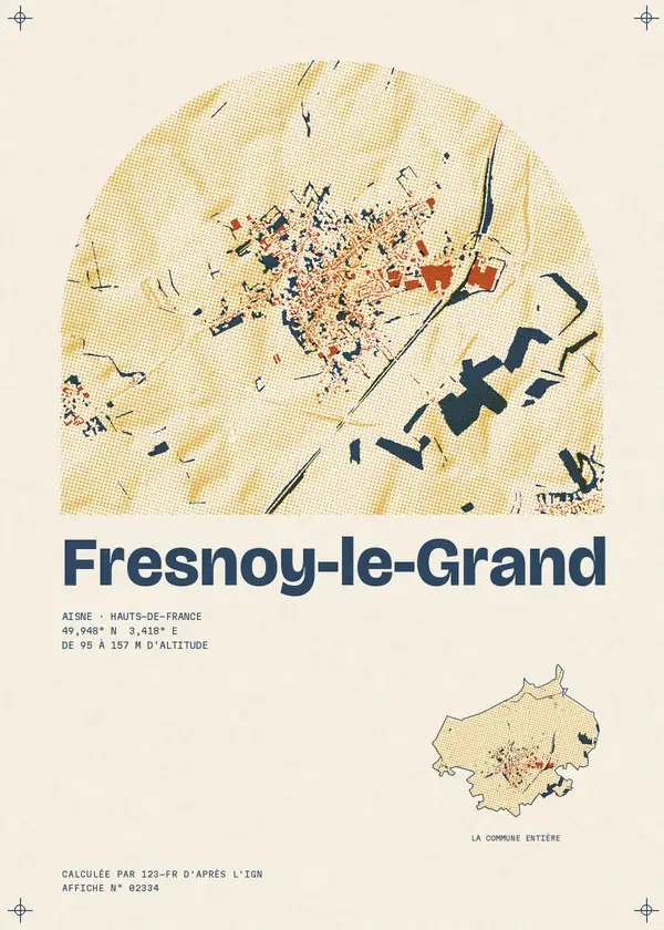 Affiche de Fresnoy-le-Grand, calculée par 123-fr d'après l'IGN