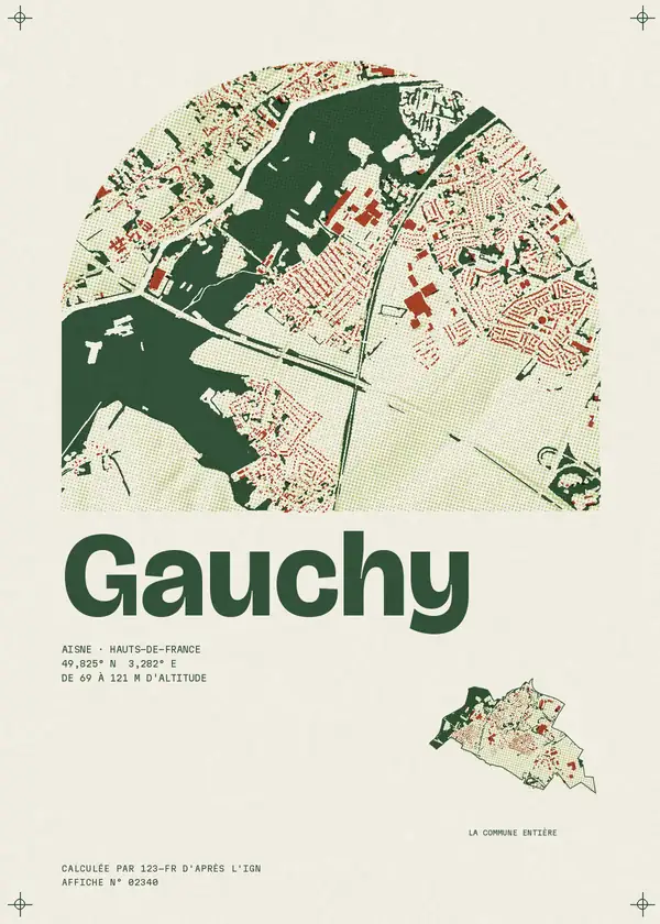 Affiche de Gauchy, calculée par 123-fr d'après l'IGN