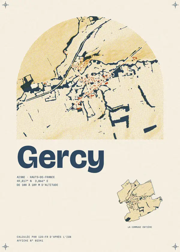 Affiche de Gercy, calculée par 123-fr d'après l'IGN