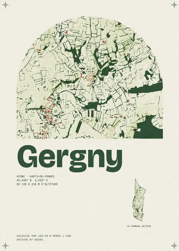 Affiche de Gergny, calculée par 123-fr d'après l'IGN
