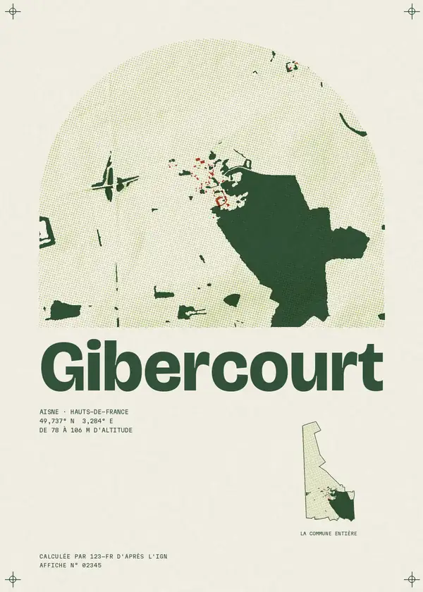 Affiche de Gibercourt, calculée par 123-fr d'après l'IGN