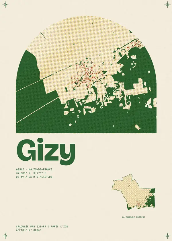 Affiche de Gizy, calculée par 123-fr d'après l'IGN