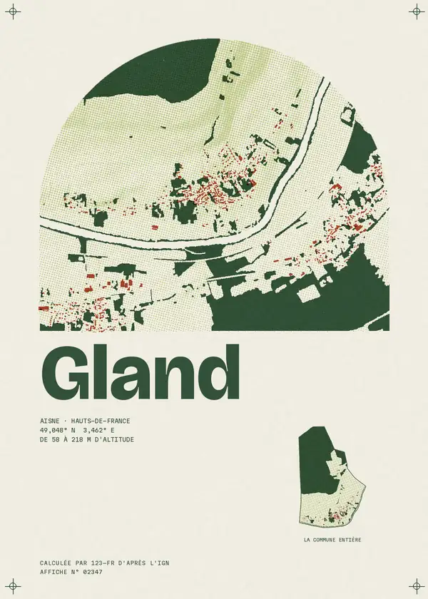 Affiche de Gland, calculée par 123-fr d'après l'IGN