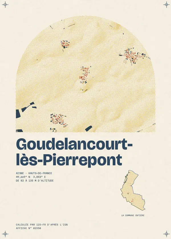 Affiche de Goudelancourt-lès-Pierrepont, calculée par 123-fr d'après l'IGN