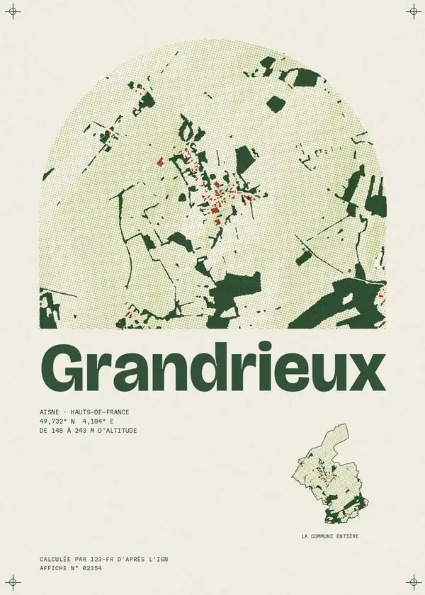 Affiche de Grandrieux, calculée par 123-fr d'après l'IGN