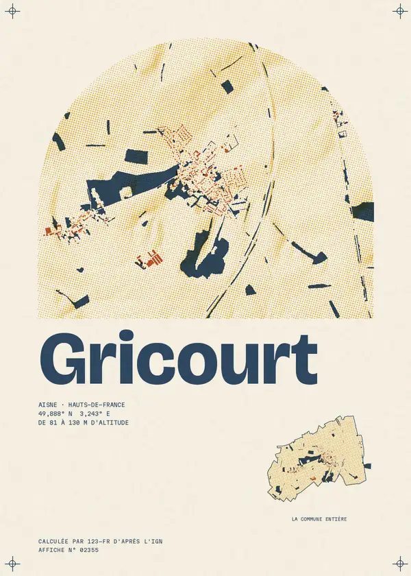 Affiche de Gricourt, calculée par 123-fr d'après l'IGN